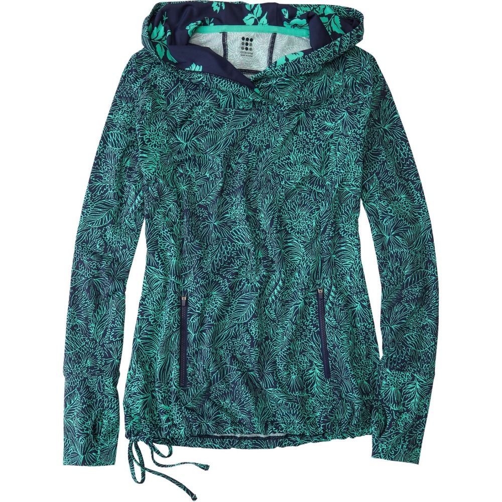 Title Nine Swim Shirt Hoodie Sunbuster Long Sleeve Kiyomi Blue Teal Large